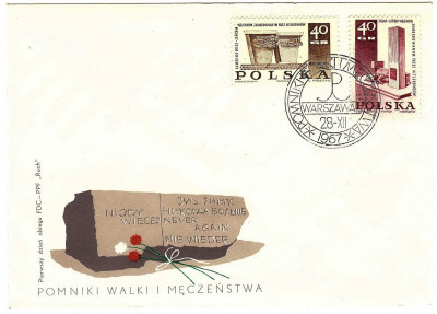 FDC 1967 S-371 Fi 1671-1672 Pomniki Walki i Meczenstwa
